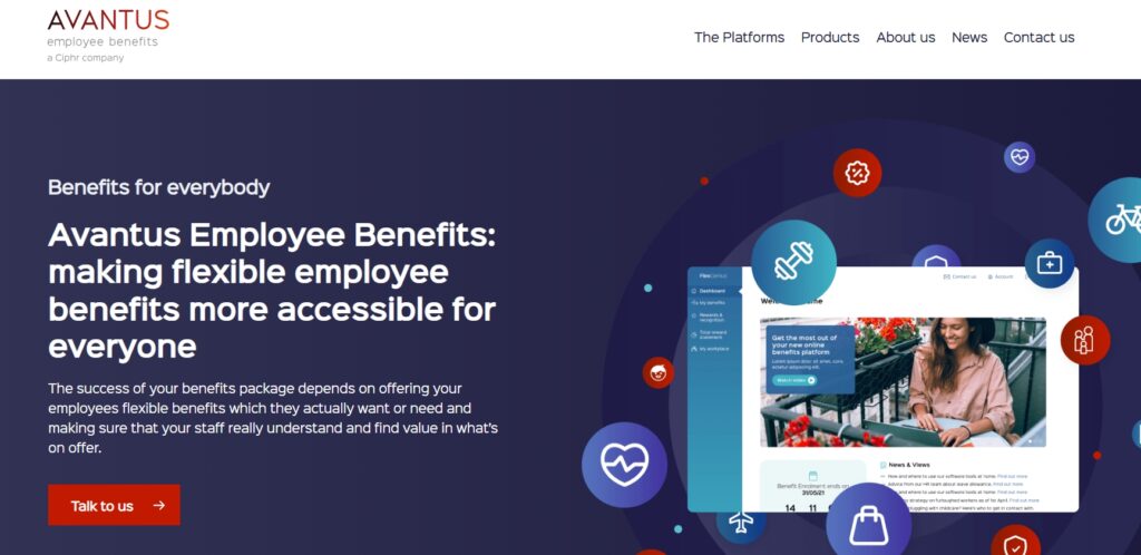 Screenshot of Avantus employee benefits platform Screenshot of Avantus employee benefits platform