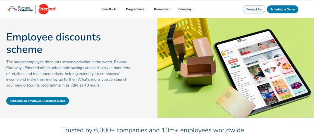 Screengrab of Reward Gateway employee discount platform trusted by 6,000+ companies Screengrab of Reward Gateway employee discount platform trusted by 6,000+ companies